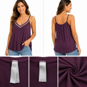 Vanity Essentials Embellished Cami Tank Top XL Purple